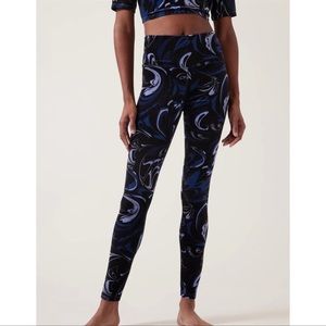 Athleta elation velvet tight leggings blue swirl size small